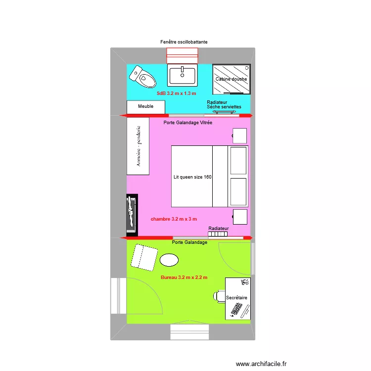 amenagement chambre rdc les bougets. Plan de 