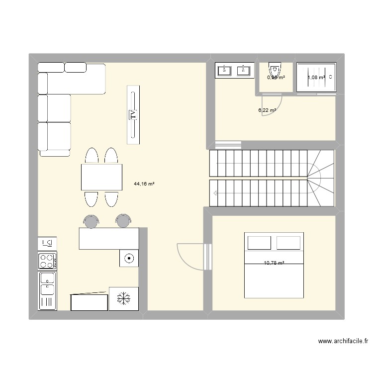 New plan. Plan de 5 pièces et 63 m2