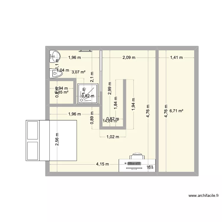 Etage définitif. Plan de 4 et 25 m² Etage définitif. Plan de 4 et 25 m²