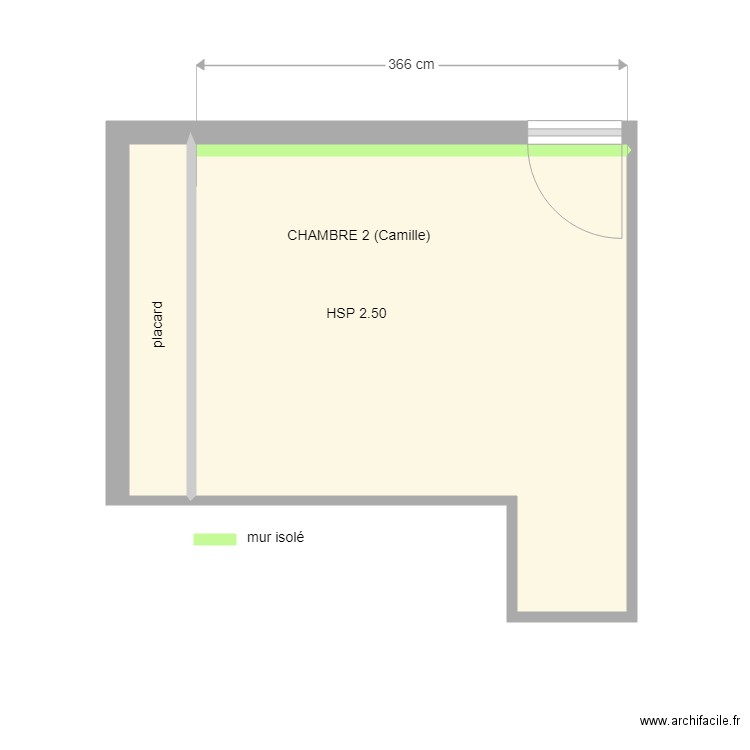 VIE (chambre 2 camille). Plan de 2 pièces et 13 m2