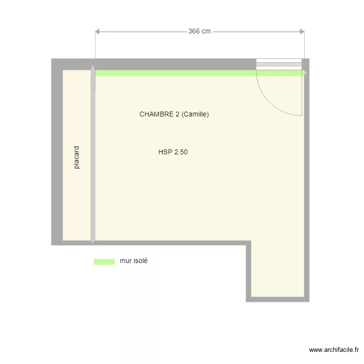 VIE (chambre 2 camille). Plan de 