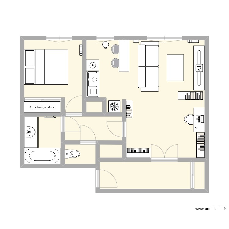 Villiers V3. Plan de 10 pièces et 47 m2
