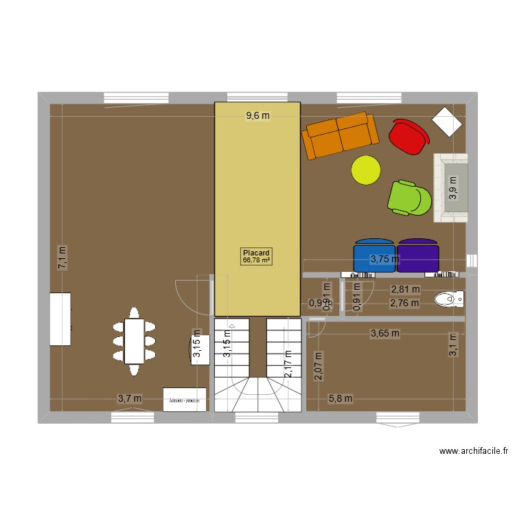 Maison rez de chaussée. Plan de 1 pièce et 67 m2