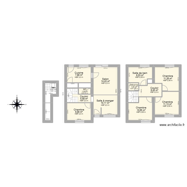 Maison Dos Santos. Plan de 17 pièces et 108 m2