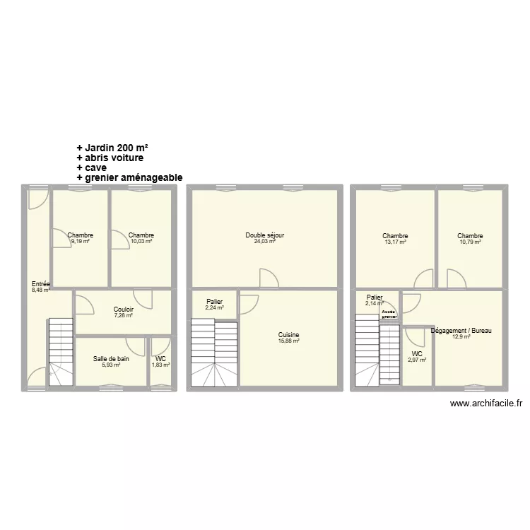 PARISSE Saint max. Plan de 17  et 139 m²