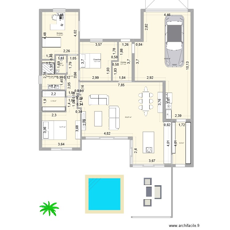 Essai Murielle Jarry. Plan de 11 pièces et 160 m2