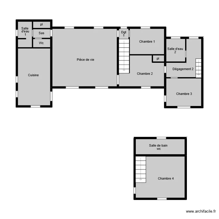 Duroy lile dyeu. Plan de 13  et 51 m²
