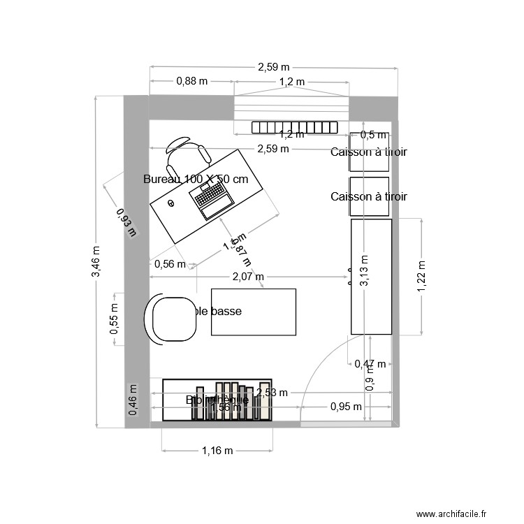 bureau. Plan de 0 pièce et 0 m2