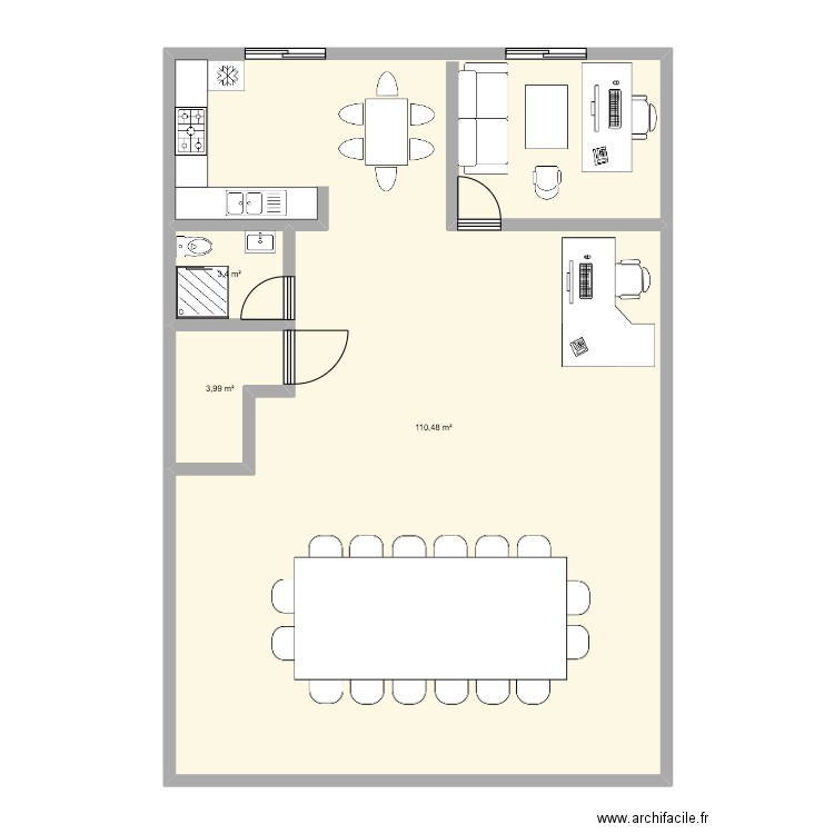 1er etage widadiyat safsaf. Plan de 3 pièces et 118 m2