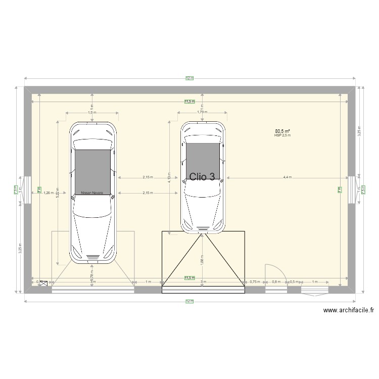 Garage. Plan de 1 pièce et 81 m2