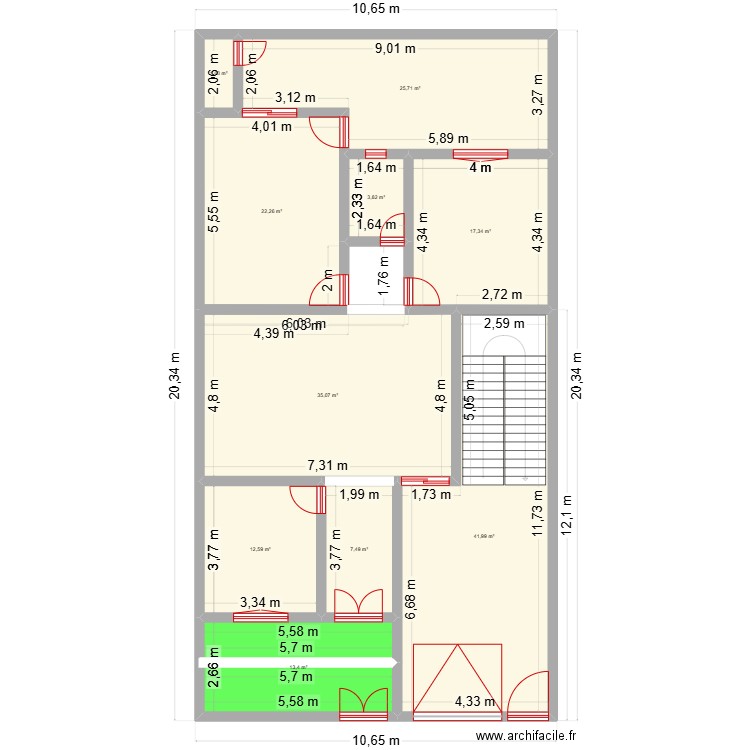 projet RC 01. Plan de 10 pièces et 182 m2