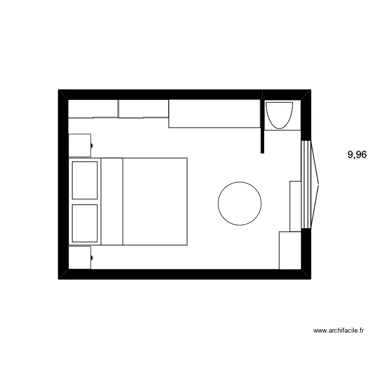 4x3. Plan de 1 pièce et 10 m²