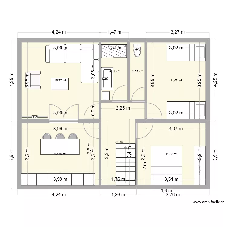 PLAN 3. Plan de 7 pièces et 66 m² PLAN 3. Plan de 7 pièces et 66 m²