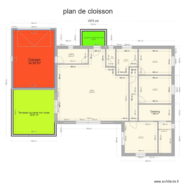 PCMI 2.1   CHEMIN DU PRE LONG cloison. Plan de 13 pièces et 205 m2