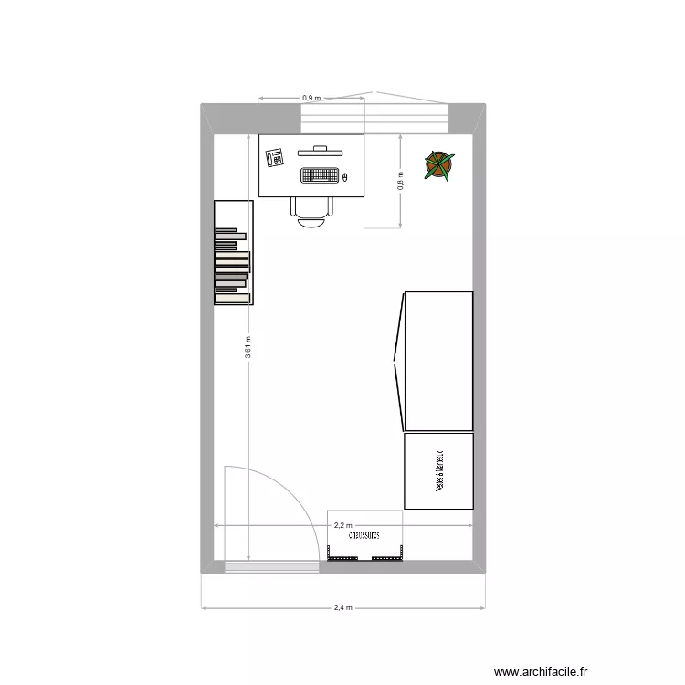 chambre vestiaire & bureau. Plan de chambre vestiaire & bureau. Plan de