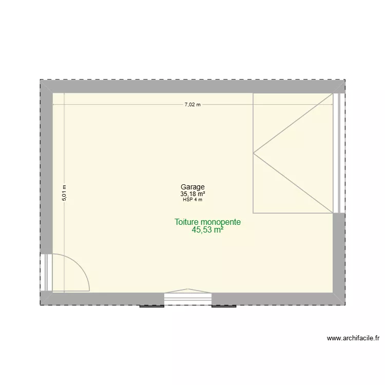 Garage haut. Plan de 1  et 35 m²