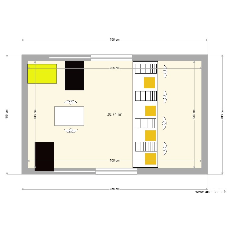 ACCOUVAGE HYPOTHESE 1. Plan de 1 pièce et 31 m2