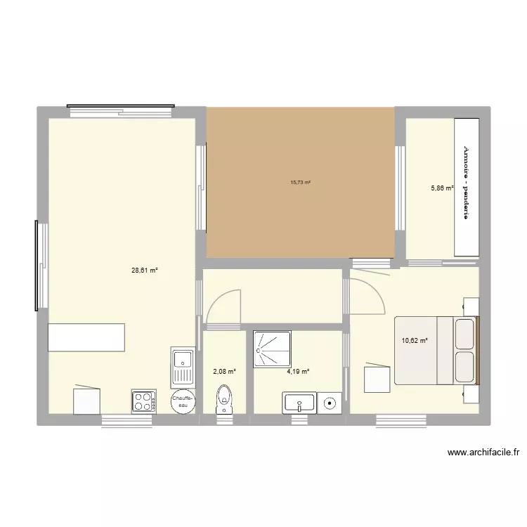 Maison en U. Plan de 5 Pièces et 51 m² Maison en U. Plan de 5 Pièces et 51 m²