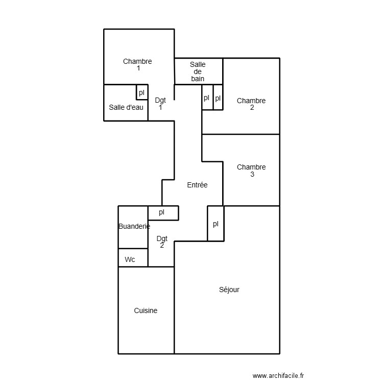 QUIMPER LOUSSOUARN ELIE FRERON. Plan de 13 pièces et 54 m2