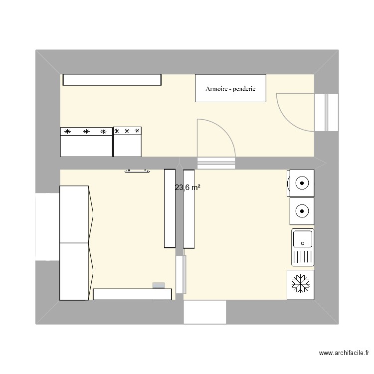 Buanderie + cellier. Plan de 1 pièce et 24 m2