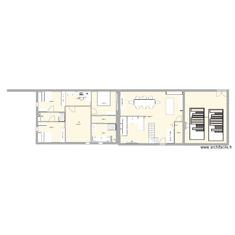 esquisse 1. Plan de 11 pièces et 178 m2