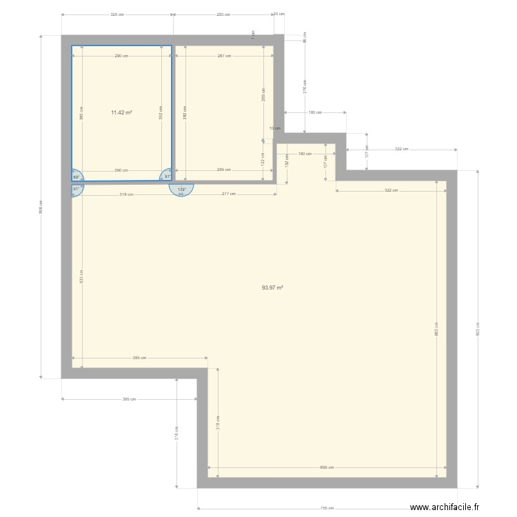 maison. Plan de 2 pièces et 105 m2