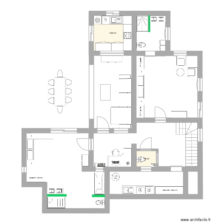 Ambolo Intermédiaire FINAL V2. Plan de 2 pièces et 9 m2