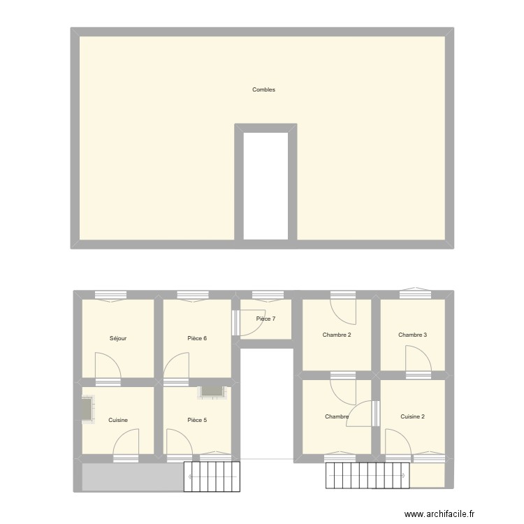Étage frangy. Plan de 13 pièces et 125 m2