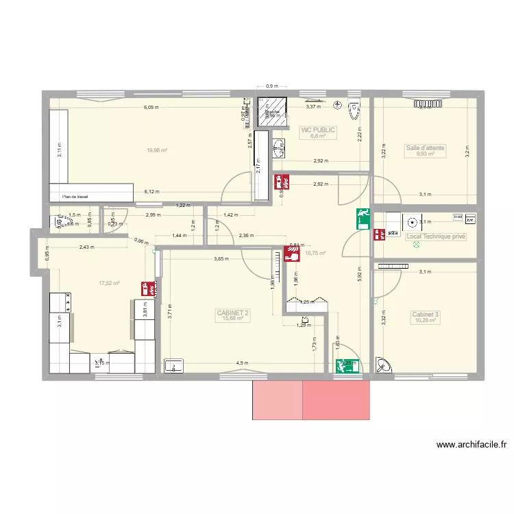 CABINET DR THOMAS  incendie. Plan de 8  et 100 m²