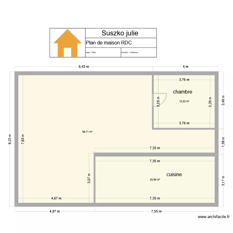 plan RDC Suszko julie. Plan de 3  et 92 m²