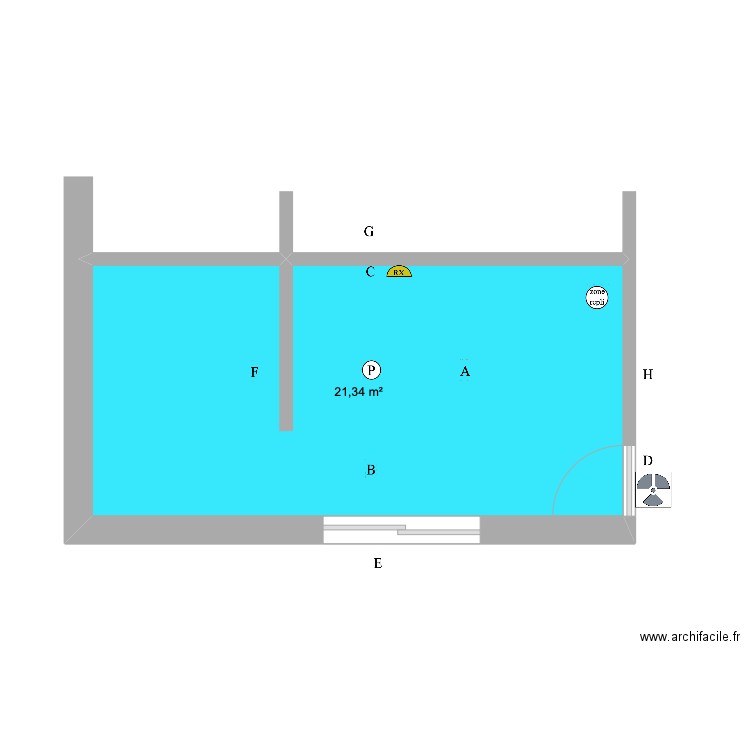 cabinet VINCENT. Plan de 1 pièce et 21 m2