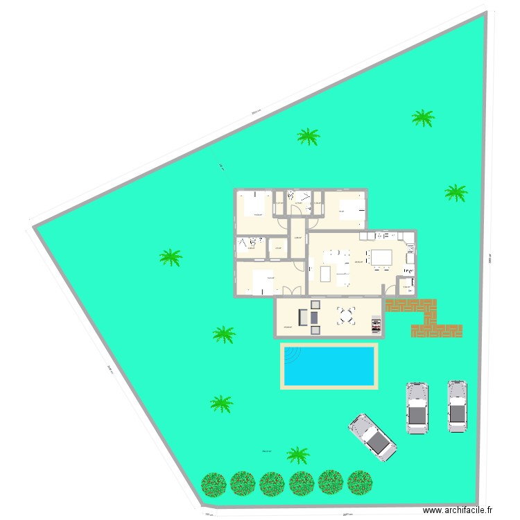maison 95m2 + 25m² terrasse panour mod 4. Plan de 13 pièces et 1016 m2