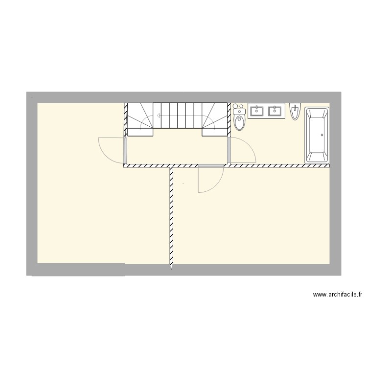montijo plan etage nuit. Plan de 1 pièce et 46 m2
