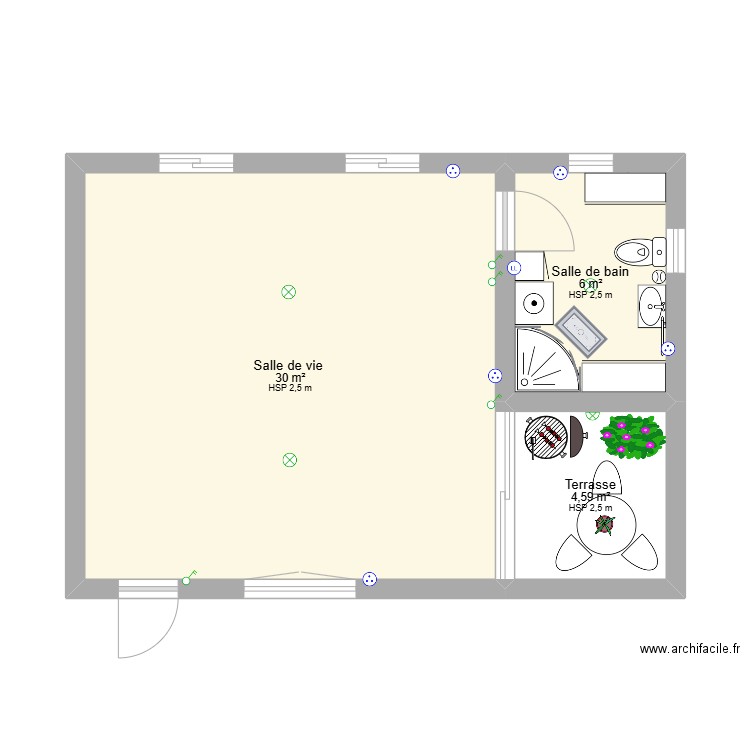 Maison math. Plan de 3 pièces et 41 m2