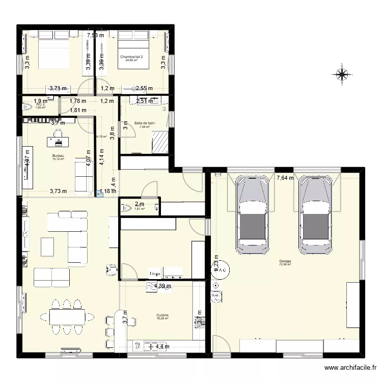 maison 1. Plan de 8  et 146 m²