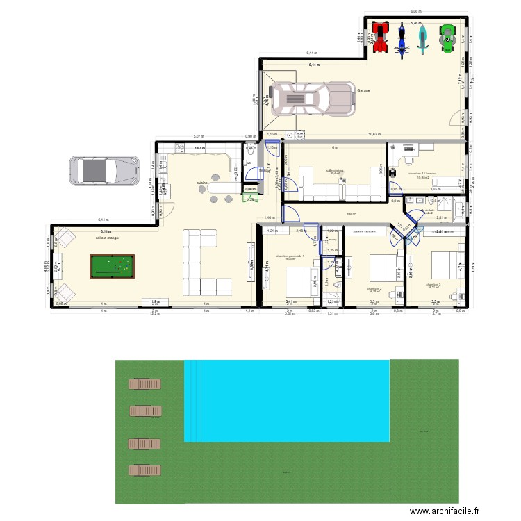 sillans meublé. Plan de 9 pièces et 260 m2