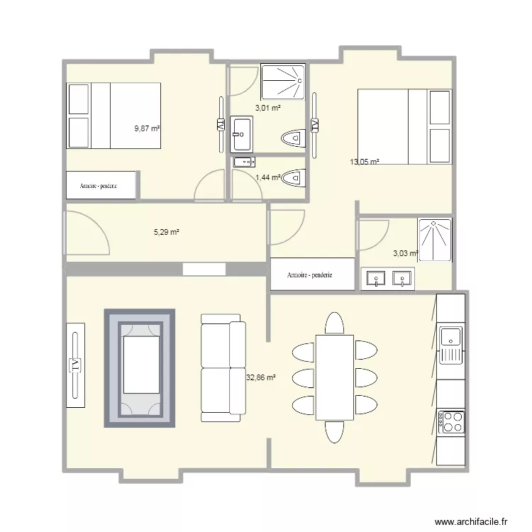 CHAUVIN PLAN 1. Plan de 7  et 69 m²
