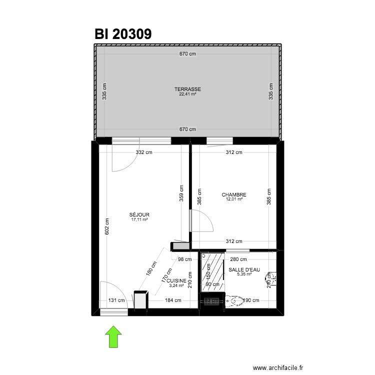 BI 20309. Plan de 7 pièces et 61 m2