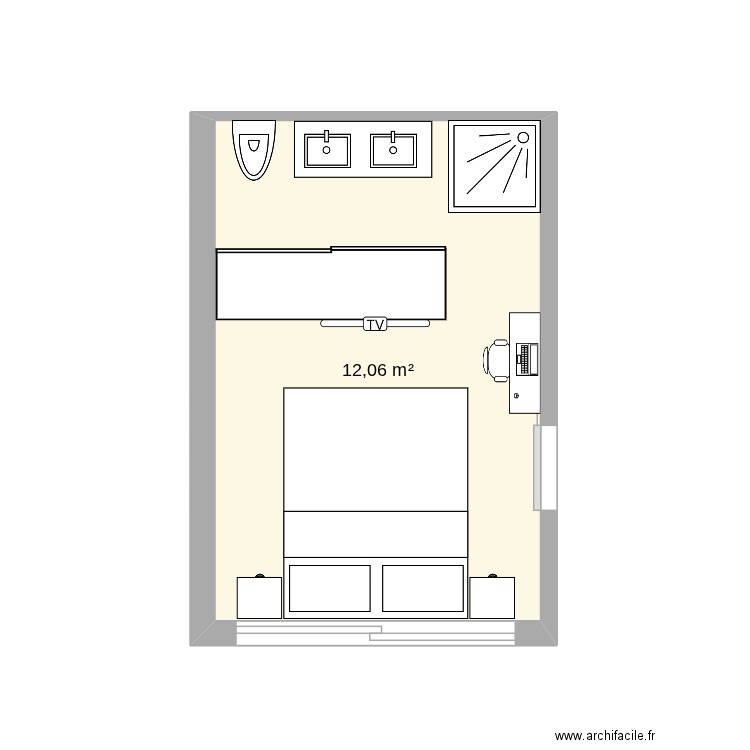 idée chambre 2. Plan de 1 pièce et 12 m2