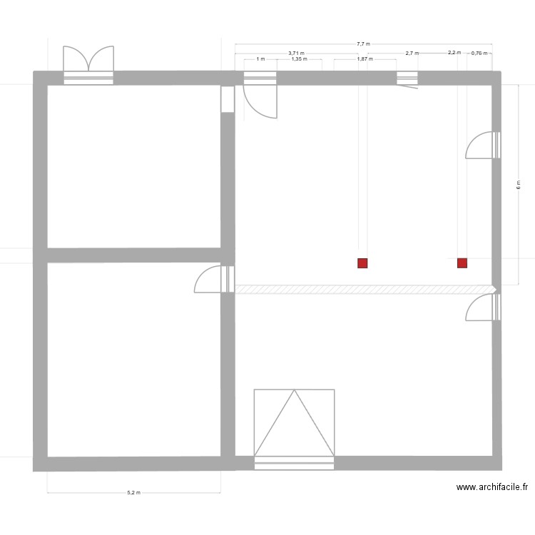 RDC existant. Plan de 0 pièce et 0 m2