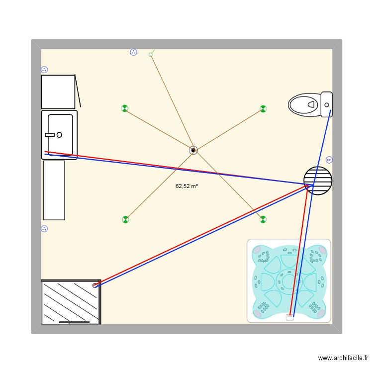 sdb romain marc. Plan de 1 pièce et 63 m2