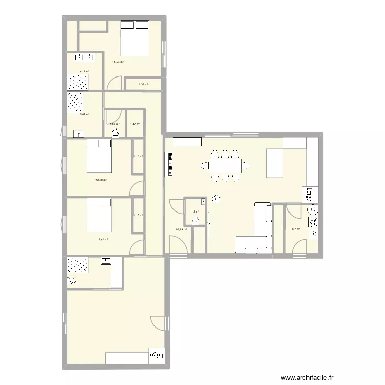 NEW. Plan de 13 pièces et 155 m²