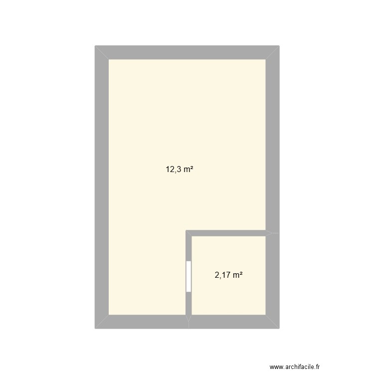 Buanderie. Plan de 2 pièces et 14 m2