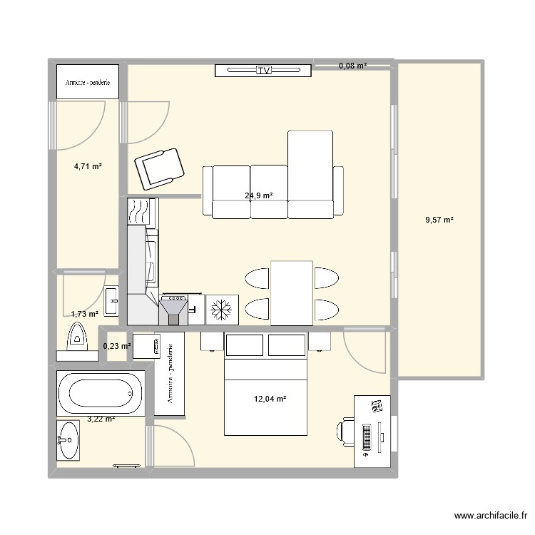 F2_Meubl&eacute;_Final2. Plan de 0 pièce et 0 m2