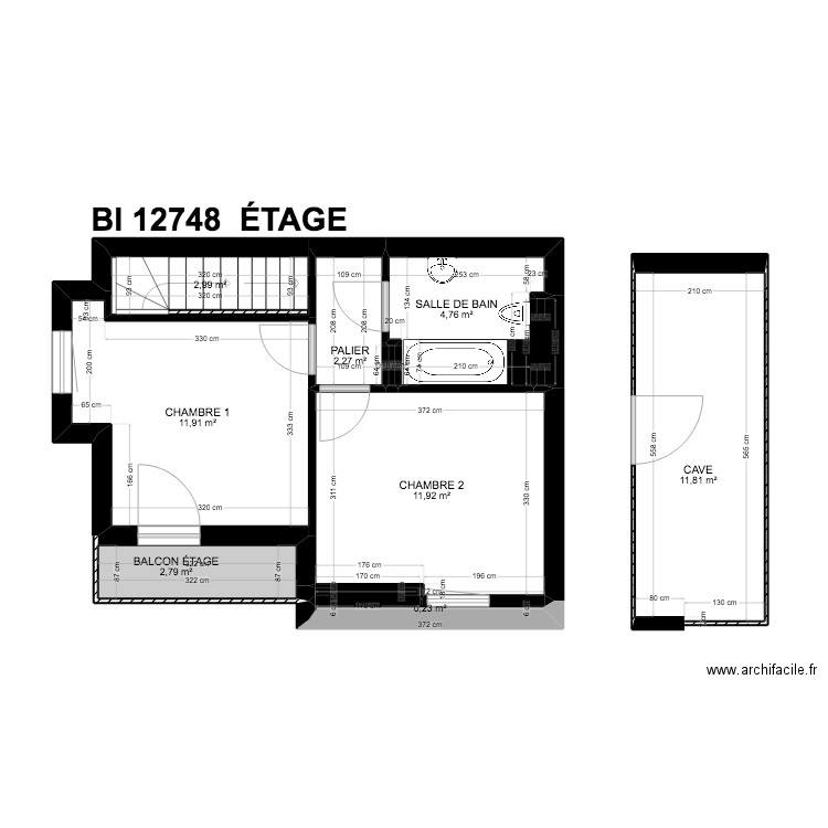 BI 12748. Plan de 22 pièces et 118 m2