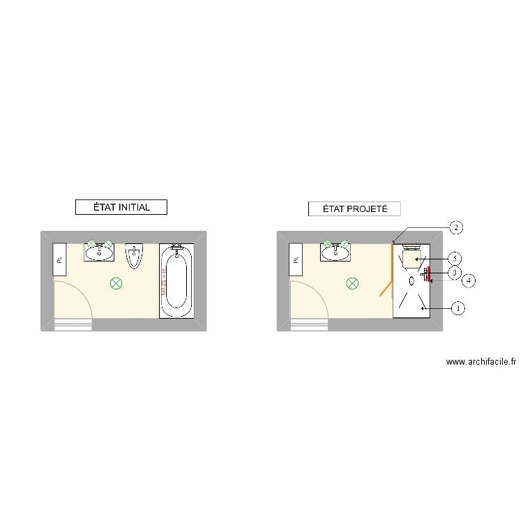 SAUNIER. Plan de 2 pièces et 10 m2