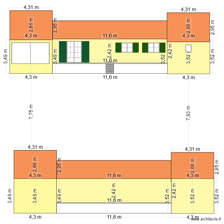 FACADE COTE JARDIN SUD OUEST. Plan de 0 pièce et 0 m2