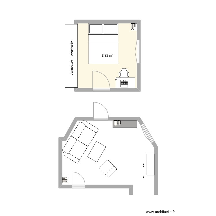 PSG. Plan de 1 pièce et 8 m2