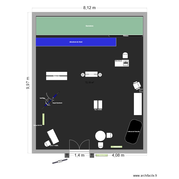 SIAQ-Kiosque-amengament-final. Plan de 1 pièce et 72 m2
