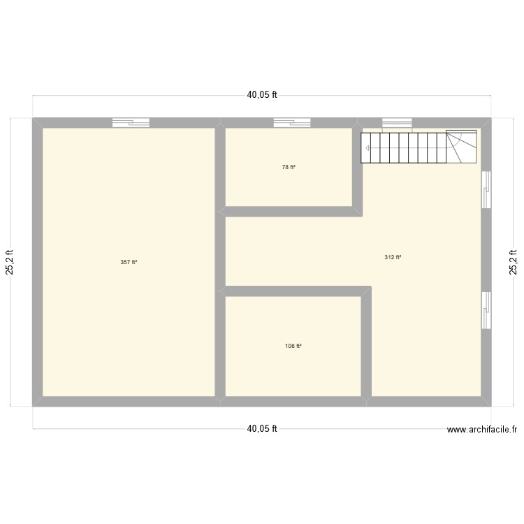 sous-sol 212 bernard. Plan de 4 pièces et 79 m2